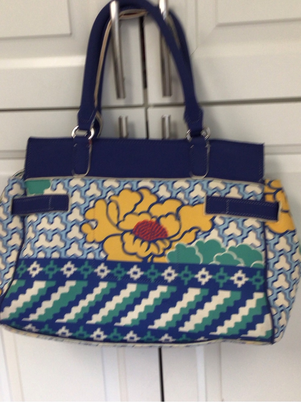 Rafe Blue Patterned Tote Bag with Tassel
